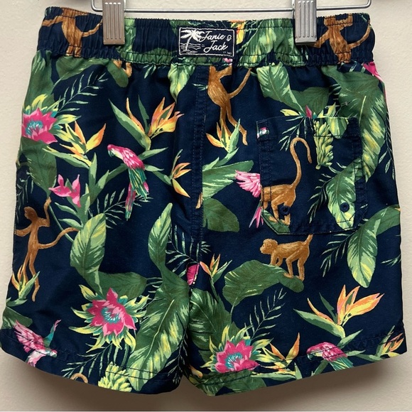 Janie and Jack Navy Tropical Print Kids Swim Shorts - Picture 5 of 7